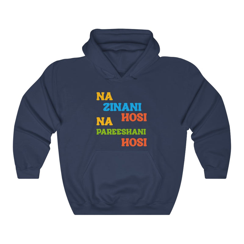 Na Zinani Hosi Na Pareeshani Hosi Unisex Heavy Blend™ Hooded Sweatshirt - Navy / S - Hoodie by GTA Desi Store