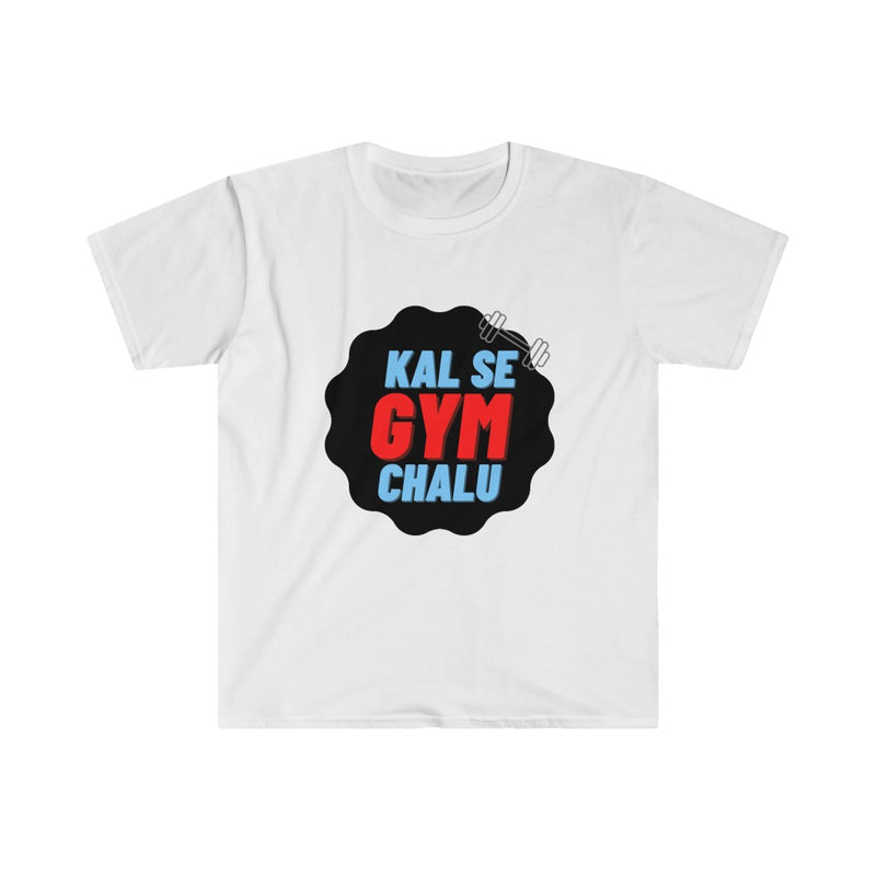 Kal Se Gym Chalu Unisex Softstyle T-Shirt - White / S - T-Shirt by GTA Desi Store