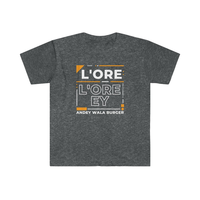 L'ore L'ore Ey Andey Wala Burger Jammeya E Nai Unisex Softstyle T-Shirt - Dark Heather / S - T-Shirt by GTA Desi Store