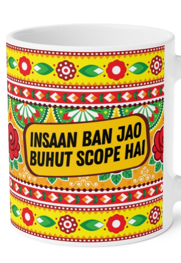 Insaan Ban Jao Buhut Scope Hai Ceramic Mugs (11oz\15oz\20oz) - 20oz / White - Mug by GTA Desi Store