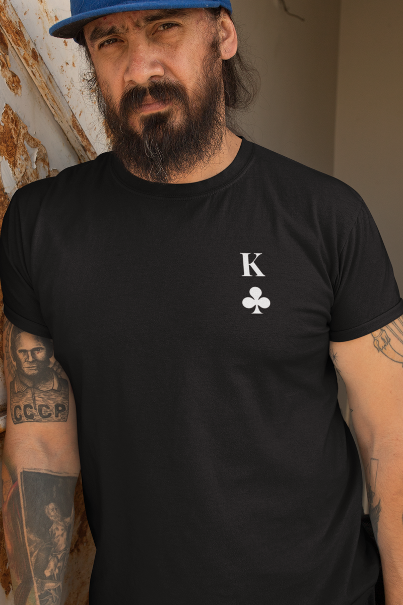 King of Hearts, Clubs, Diamonds, Spades Unisex Softstyle T-shirt - S / Black / Clubs - Shirts & Tops by GTA Desi Store