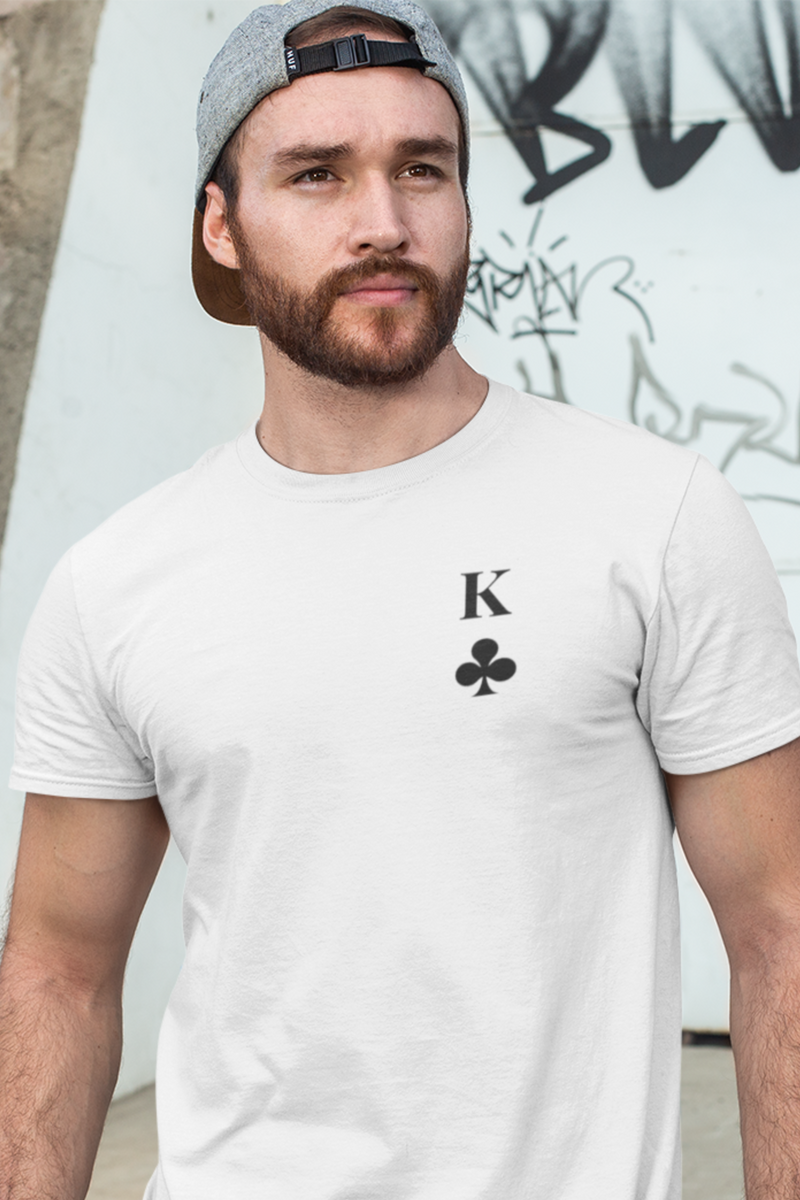 King of Hearts, Clubs, Diamonds, Spades Unisex Softstyle T-shirt - S / White / Clubs - Shirts & Tops by GTA Desi Store