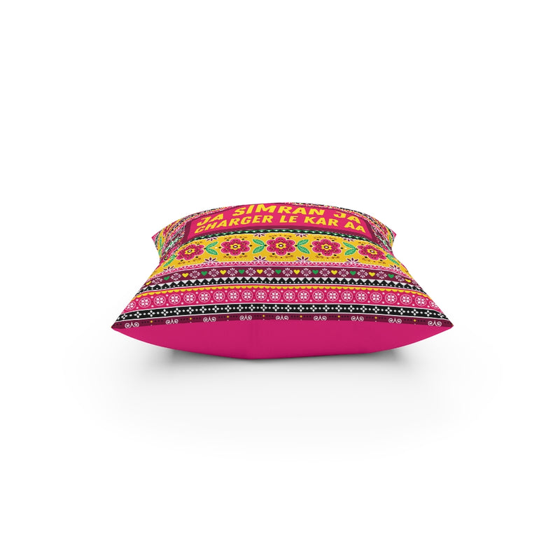 Ja Simran Ja Charger Le Kar Aa Broadcloth Pillow - Home Decor by GTA Desi Store