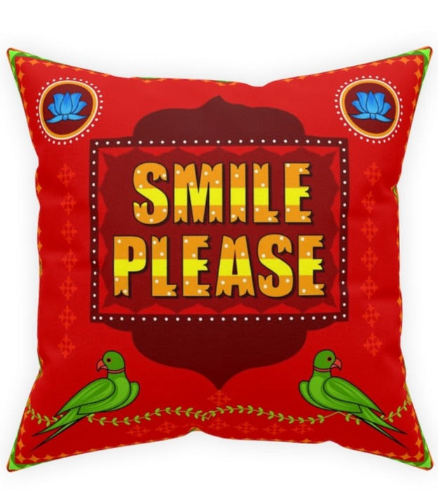 Smile Please Broadcloth Pillow - 16" × 16" - Home Decor by GTA Desi Store
