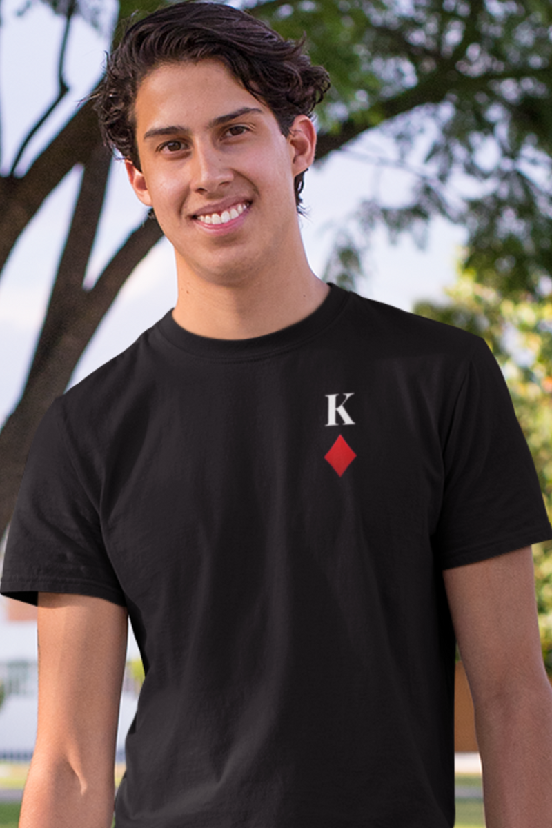 King of Hearts, Clubs, Diamonds, Spades Unisex Softstyle T-shirt - S / Black / Diamonds - Shirts & Tops by GTA Desi Store