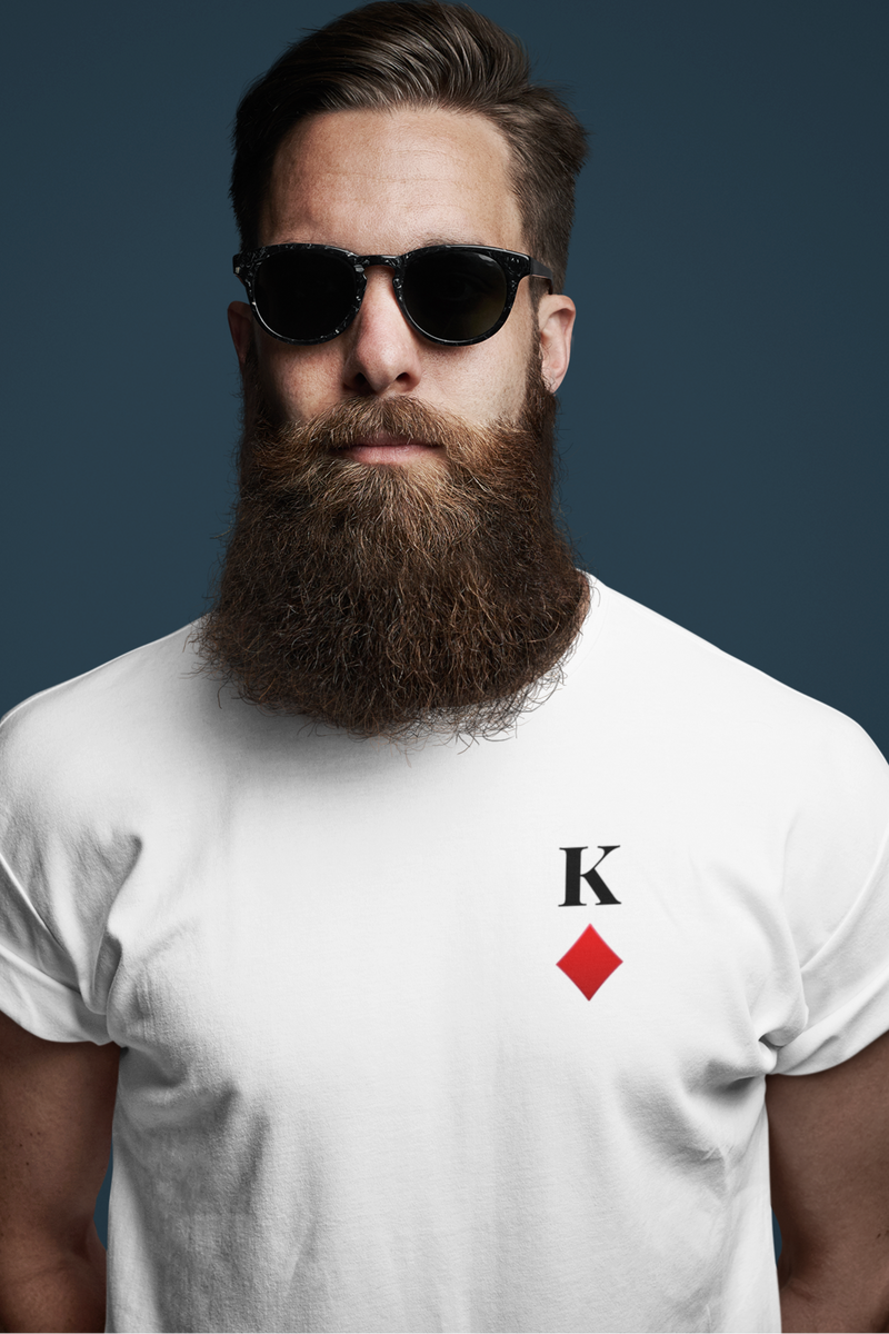 King of Hearts, Clubs, Diamonds, Spades Unisex Softstyle T-shirt - S / White / Diamonds - Shirts & Tops by GTA Desi Store