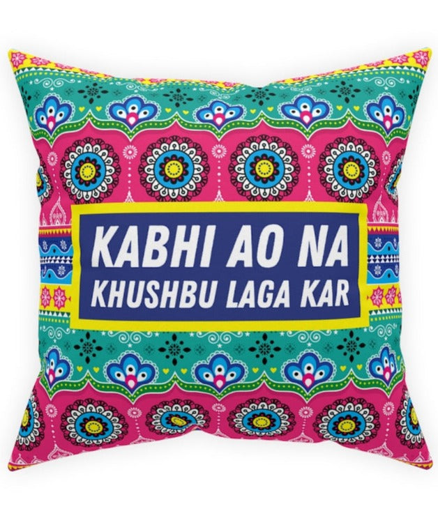 Kabhi Ao Na Khushbu Laga Kar Broadcloth Pillow - 16" × 16" - Home Decor by GTA Desi Store