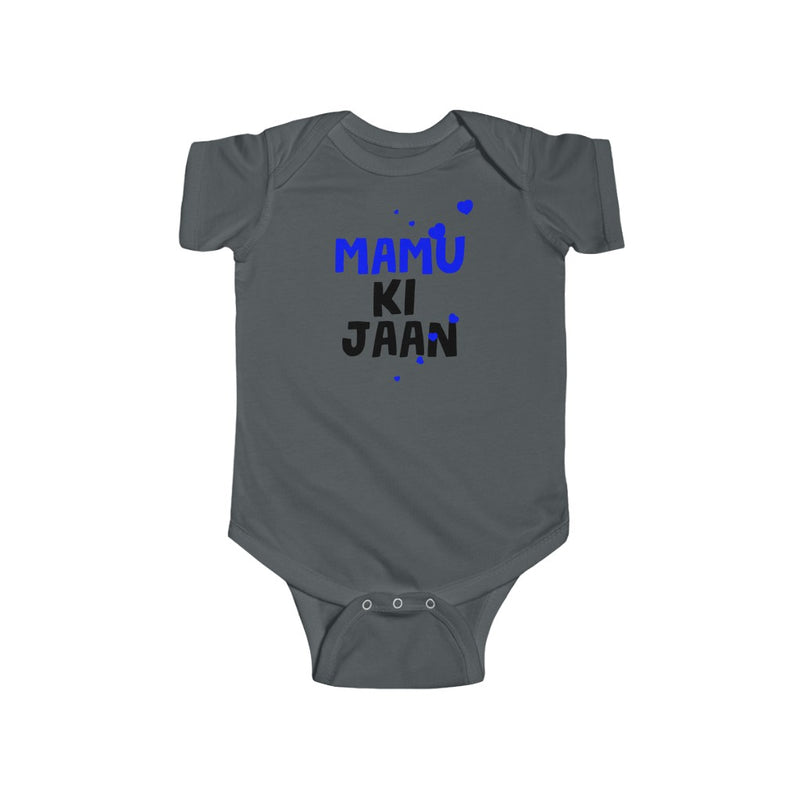 Mamu Ki Jaan Infant Short Sleeve Fine Jersey Bodysuit - Charcoal / NB - Kids clothes by GTA Desi Store