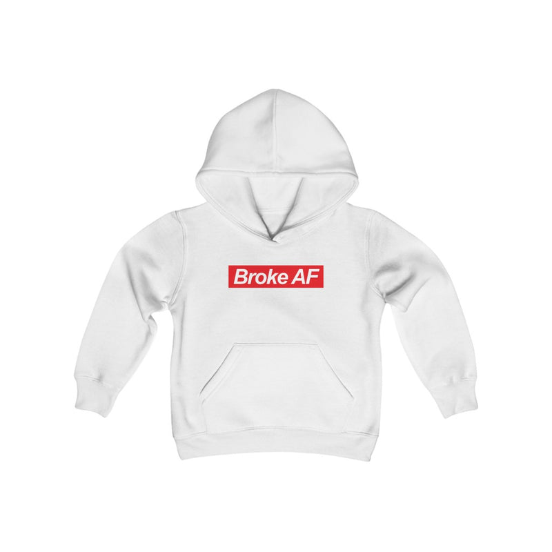 Broke AF Youth Heavy Blend Hooded Sweatshirt - White / XS - Kids clothes by GTA Desi Store
