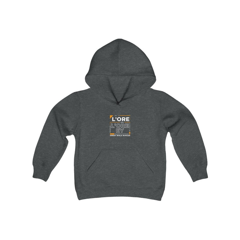 L'ore L'ore Ey Andey Wala Burger Jammeya E Nai Youth Heavy Blend Hooded Sweatshirt - Dark Heather / XS - Kids clothes by GTA Desi Store