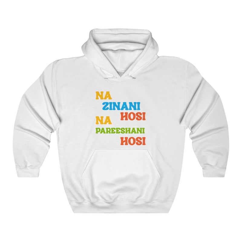 Na Zinani Hosi Na Pareeshani Hosi Unisex Heavy Blend™ Hooded Sweatshirt - White / S - Hoodie by GTA Desi Store