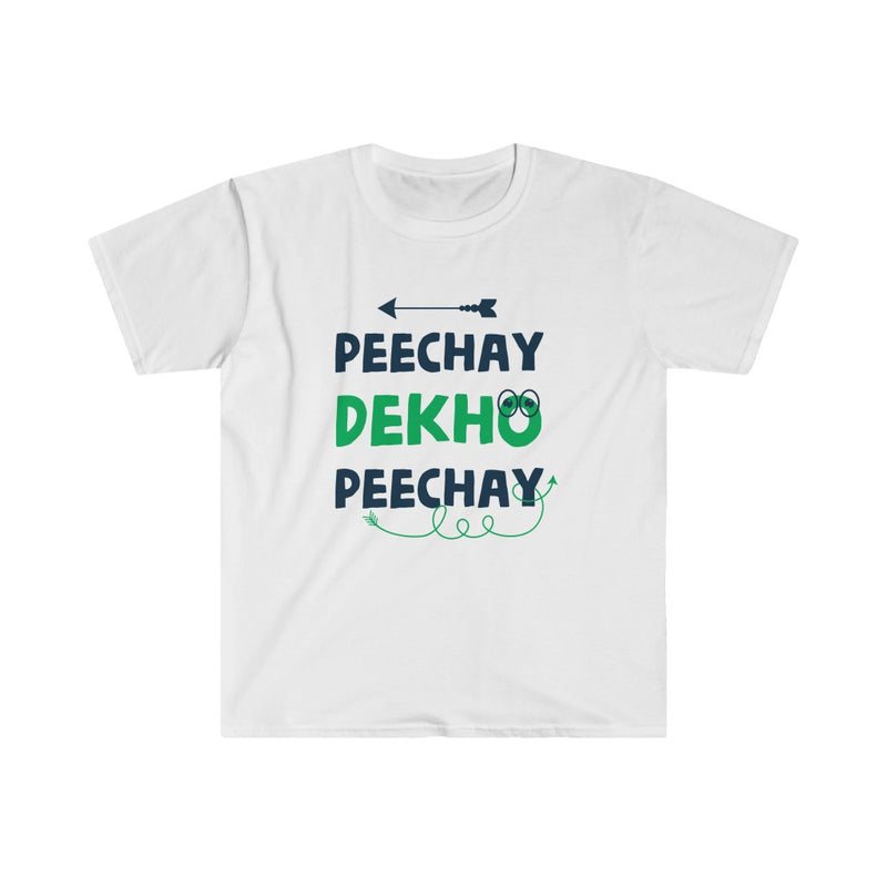 Peechay Dekho Peechay Unisex Softstyle T-Shirt - White / S - T-Shirt by GTA Desi Store