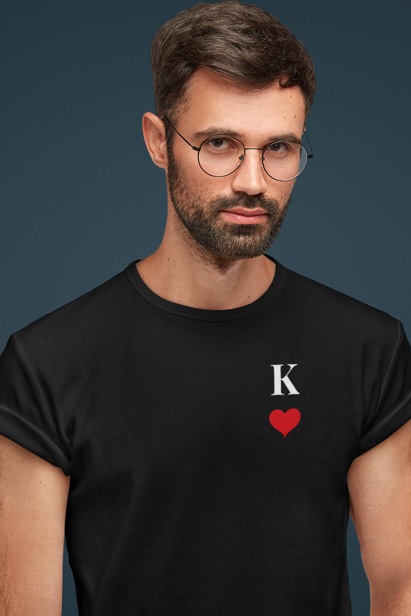 King of Hearts, Clubs, Diamonds, Spades Unisex Softstyle T-shirt - S / Black / Hearts - Shirts & Tops by GTA Desi Store