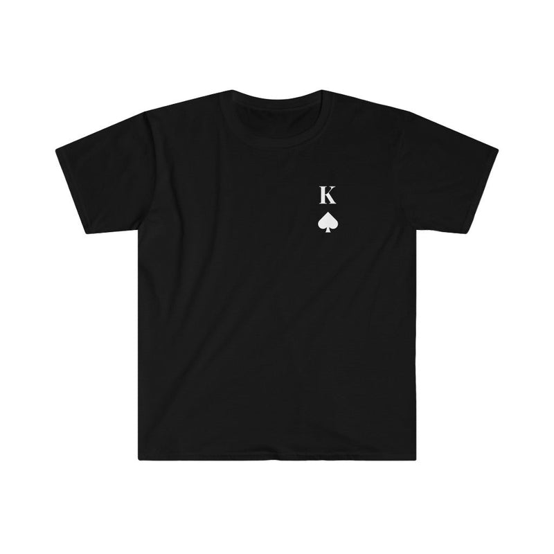 King of Hearts, Clubs, Diamonds, Spades Unisex Softstyle T-shirt - M / Black / Spades - Shirts & Tops by GTA Desi Store