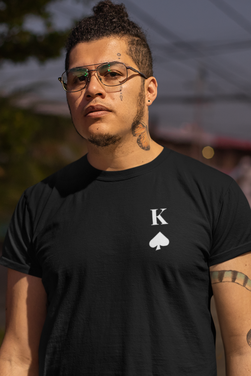 King of Hearts, Clubs, Diamonds, Spades Unisex Softstyle T-shirt - S / Black / Spades - Shirts & Tops by GTA Desi Store