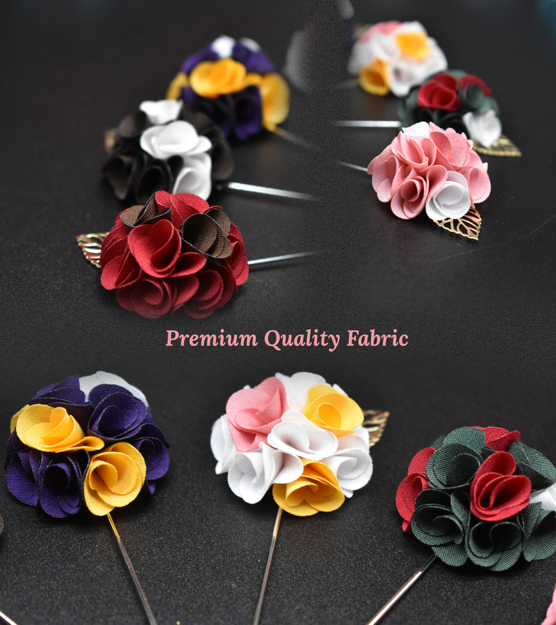 Premium Mini Flowers Lapel Pins Pack of 6 Styles - by GTA Desi Store